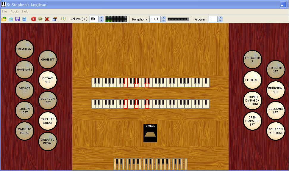 Myorgan met het St Stephens anglican organ