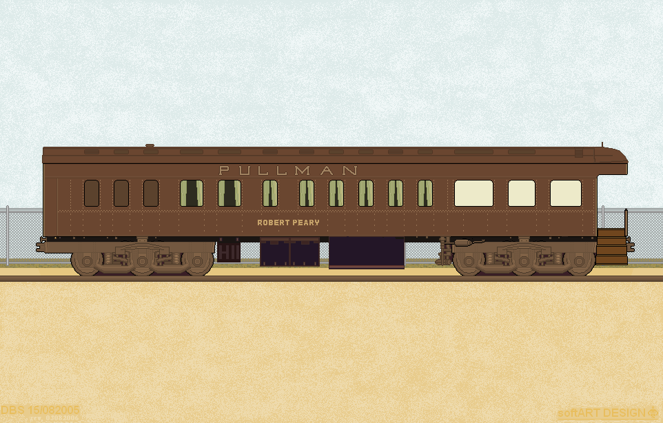 Digital drawing of a Pullman palace car/digitale tekening van een Pullman palace wagon