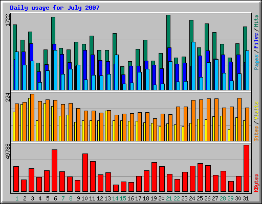 Daily usage for July 2007