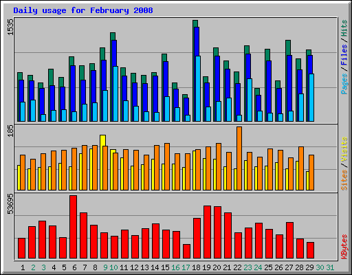 Daily usage for February 2008