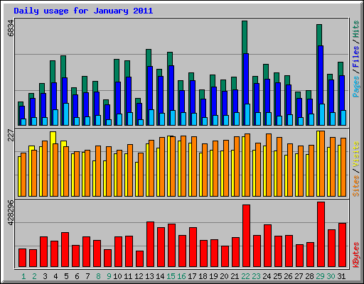 Daily usage for January 2011