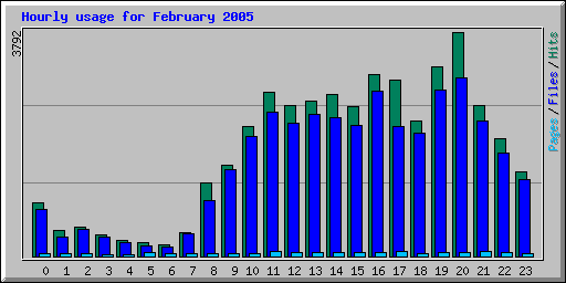 Hourly usage for February 2005