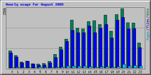 Hourly usage for August 2005