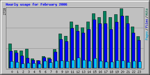 Hourly usage for February 2006