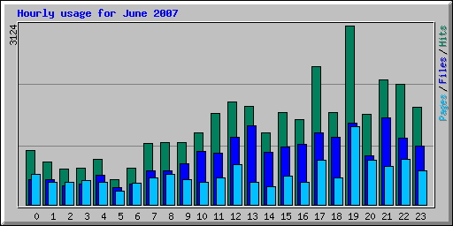 Hourly usage for June 2007