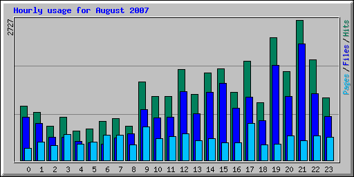 Hourly usage for August 2007