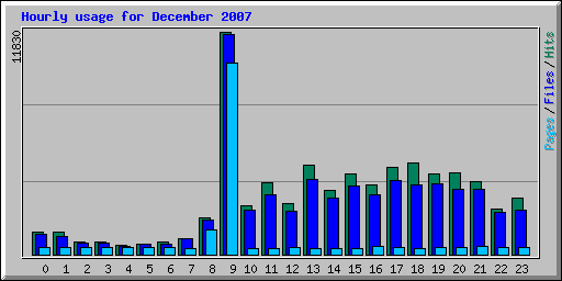 Hourly usage for December 2007