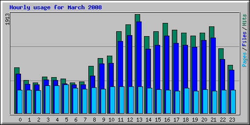 Hourly usage for March 2008