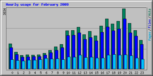 Hourly usage for February 2009