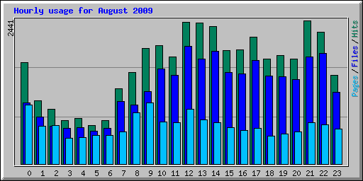 Hourly usage for August 2009