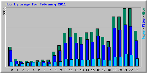 Hourly usage for February 2011